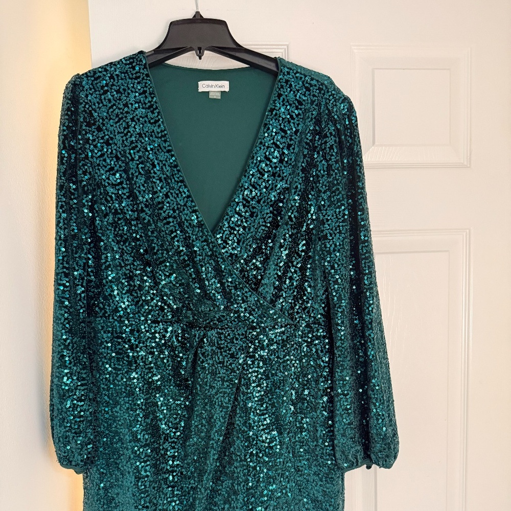 Calvin Klein Long-sleeved Sequined Dress